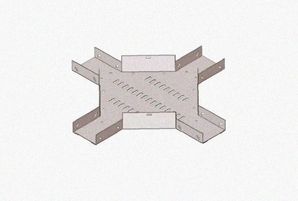 Лоток крестообразный замковый глухой КМЗГ 150х80 УТ1,5, оцинкованный лист, S0,8