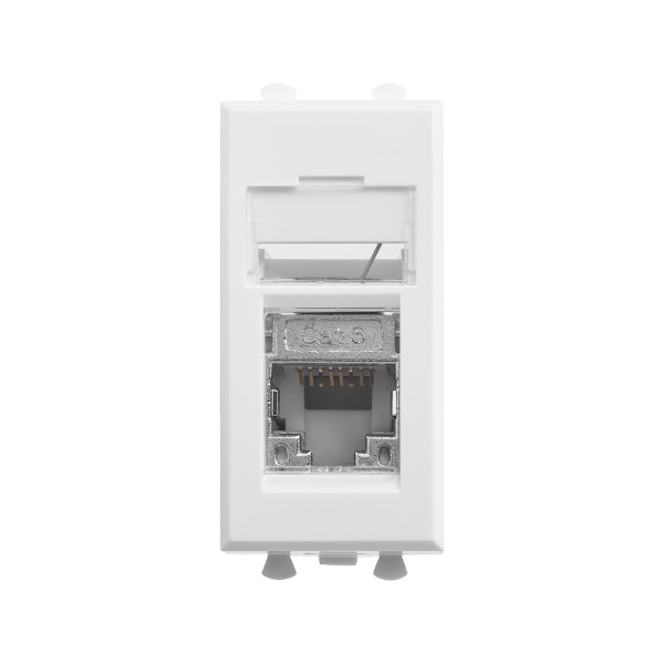 Компьютерная розетка RJ-45 модульная, кат.6 экранированная, "Avanti","Белое облако", 1 модуль DKC