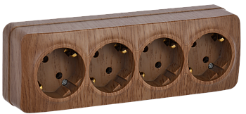 Розетка четырехместная ОУ РС24-3-ХД с з/з 16А GLORY дуб IEK