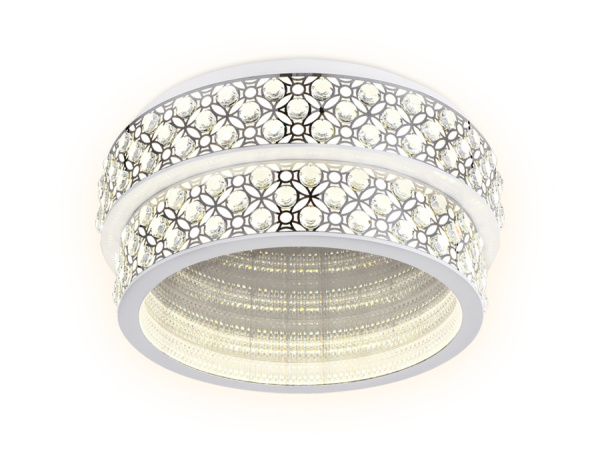 Потолочный светодиодный светильник с пультом FA9438 WH/CH белый/хром 164W D500*235 (ПДУ РАДИО 2.4) Ambrella Light