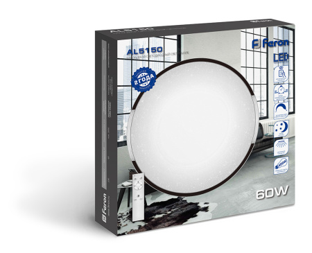 Светодиодный управляемый светильник накладной Feron AL5150 тарелка 60W 3000К-6500K белый