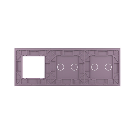 Панель для двух сенсорных выключателей и розетки, 4 клавиши (2+2), цвет розовый, стекло Livolo