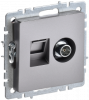 BRITE Розетка двойная TV+RJ45 кат.5E РТВ/РК12-БрС сталь IEK