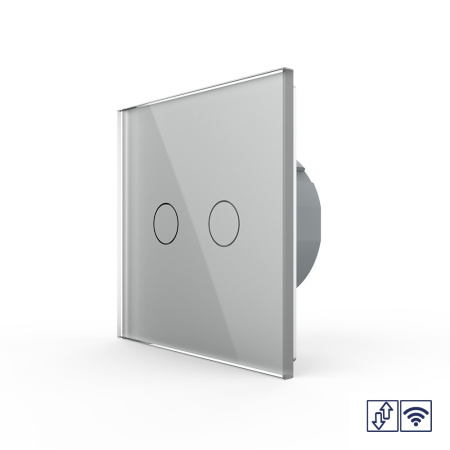 Сенсорный радиоуправляемый выключатель для жалюзи 2 клавиши 1 модуль Серый Livolo