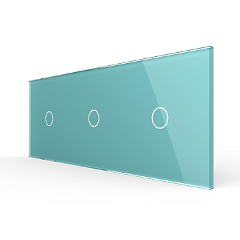 Панель для трех сенсорных выключателей, 3 клавиши (1+1+1), цвет зеленый, стекло Livolo