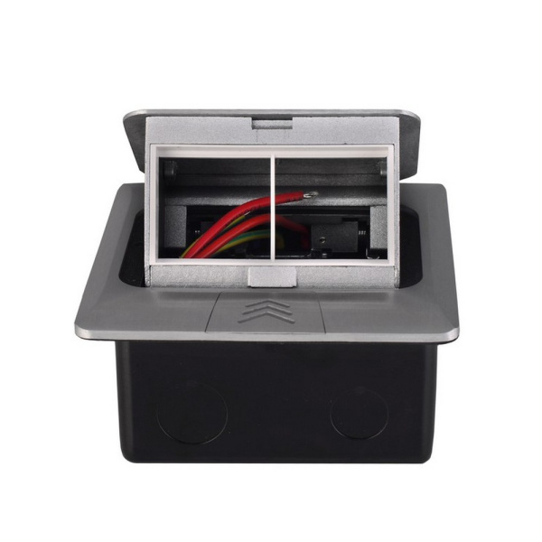 Выдвижной горизонтальный модуль RocketSocket в пол для розеток Livolo 2 поста, сталь