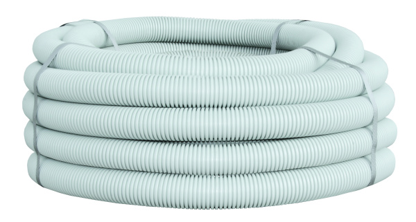 Труба гофр, ПВХ с протяжкой d63 мм (15 м) серая EKF-Plast