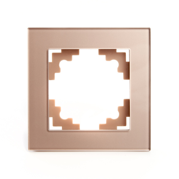 Рамка 1-местная, стекло, STEKKER, GFR00-7001-02, серия Катрин, шампань