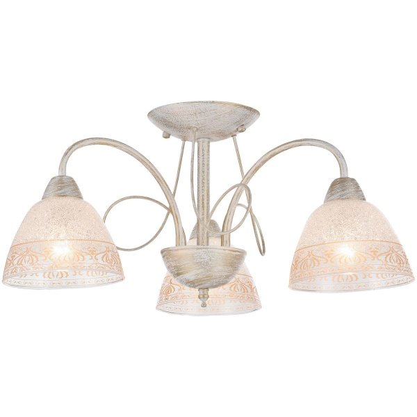 Люстра потолочная Белый, Золото/Прозрачный с рисунком E14 3*60Вт 352-007-03 VELANTE