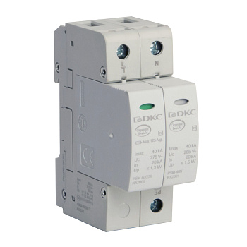 УЗИП, класс II, 2-полюсный, L-N-PE, 40кА DKC