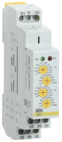 Реле времени ORT 2 контакта 230В AC с независимыми уставками IEK