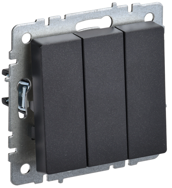 BRITE Выключатель 3-клавишный 10А ВС10-3-0-БрЧ черный IEK