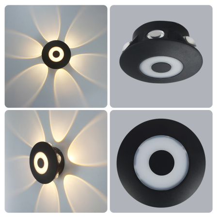 31-08 Светильник светодиодный, настенный, 7Вт, 230В/50Гц, 530лм, 3000К, IP54, D120х50мм, черный, алюминий APEYRON