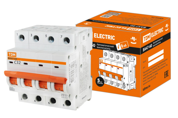 Выключатель автоматический ВА МОД ВА47-60 4П 32А 6кА С TDM