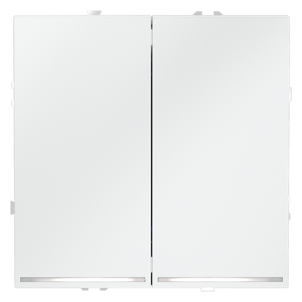 Выключатель встраиваемый Voltum S70 двухклавишный с подсветкой 10А, (белый матовый)