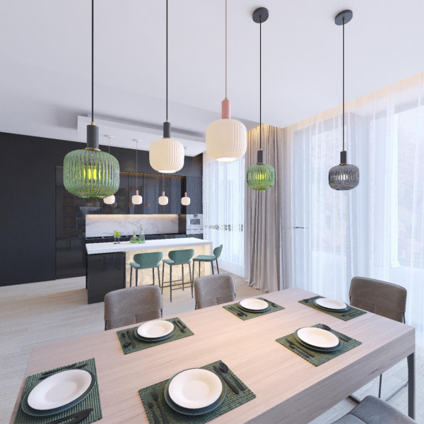 Подвес E27 1*60W 220V MERLIN черный,зеленый LUMION