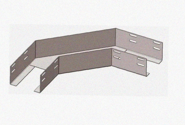 Лоток угловой глухой КГГ 100х25-90 УТ1,5 поворот на 90, оцинкованный лист S1,0
