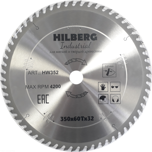 Диск пильный Industrial Дерево 350*32*60Т HW352 Hilberg