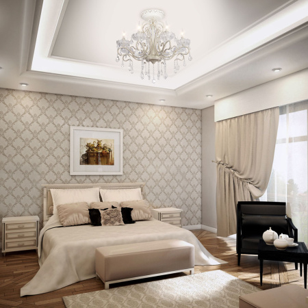 Люстра с хрусталем 8*E14 40Вт белый с золотом IP20 Etna (12205/8 белый) Eurosvet