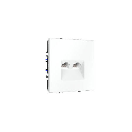 Розетка компьютерная встраиваемая Voltum S70 двойная RJ45+RJ45 КАТ.6, (белый матовый)