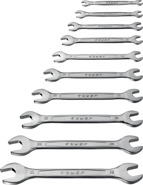 Набор рожковых гаечных ключей 10 шт, 6 - 24 мм, ЗУБР