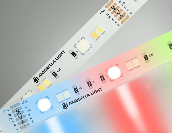 Светодиодная лента RGB с рег.темп.света GS4501 5050+2835 90Led/ 13W m/ 24V IP20 RGB+CCT 3000-6500K/ 5000*12*1.87mm/ (6 конт.) Ambrella Light