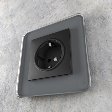 Розетка с подсветкой (черный) СУ IP20 Werkel