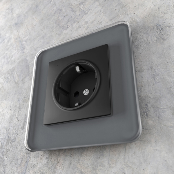 Розетка с подсветкой (черный) СУ IP20 Werkel