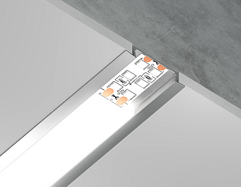 Алюминиевый профиль встраиваемый GP1100AL серебро/матовый рассеиватель 2000*30.6*6, 2 заглушки в комплекте (для ленты до 19,8мм) Ambrella Light