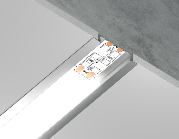 Алюминиевый профиль встраиваемый GP1100AL серебро/матовый рассеиватель 2000*30.6*6, 2 заглушки в комплекте (для ленты до 19,8мм) Ambrella Light