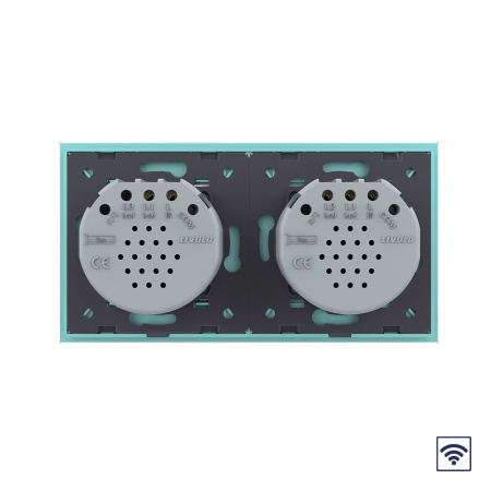 Сенсорный радиоуправляемый выключатель 3 клавиши (2-1), 2 поста Зеленый Livolo