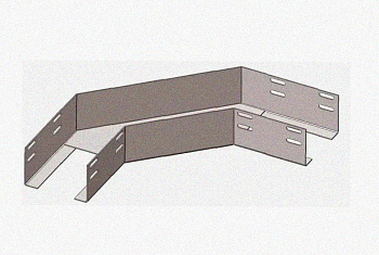 Лоток угловой перфорированный КГ 100х100-90 УТ1,5 поворот на 90, оцинкованный лист S1,5