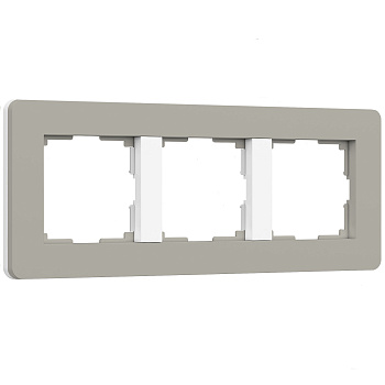 Split Рамка из поликарбоната на 3 поста дымчатый/белый, soft-touch Werkel