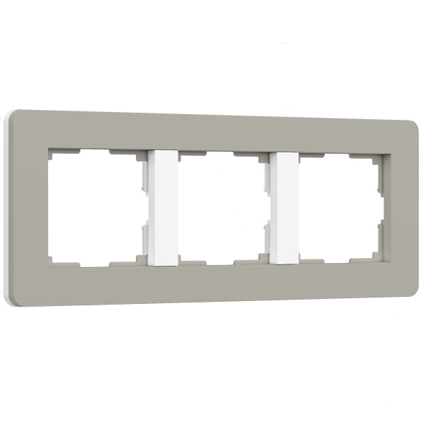 Split Рамка из поликарбоната на 3 поста дымчатый/белый, soft-touch Werkel