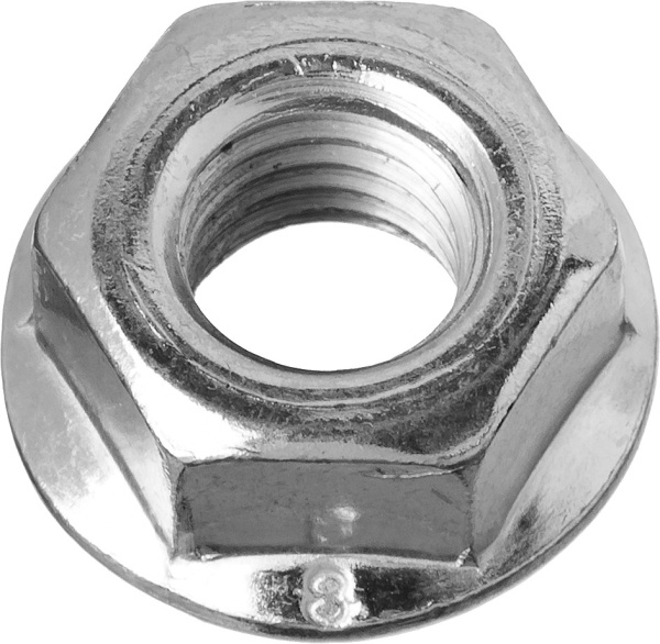 Гайка шестигранная DIN 6923 с фланцем, M5, 16 шт, класс прочности 6, оцинкованная, ЗУБР