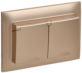 SKANDY Розетка 2-местная и крышкой 16А в сборе IP44 SK-R12Sa песочный IEK