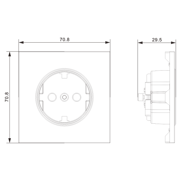 Donel S08 сталь накладка для розетки Schuko с заземлением, со шторками 16A 250 В~,серия DB