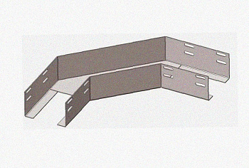 Лоток угловой глухой КГГ 400х65-135 У3 поворот на 135, окрашенный, S1,5