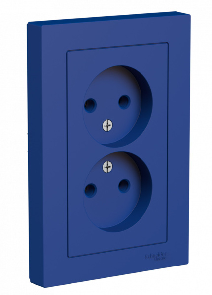 ATLASDESIGN РОЗЕТКА двойная без заземления,16А, в сборе, АКВАМАРИН Schneider Electric