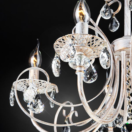 Люстра с хрусталем 5*E14 60Вт белый с золотом IP20 Alda (3305/5 белый с золотом) Eurosvet