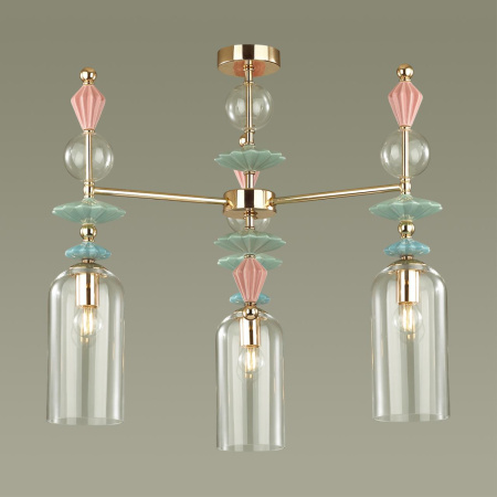 Люстра потолочная E14 3*40W BIZET золото/разноцветн./керамика/стекло ODEON LIGHT