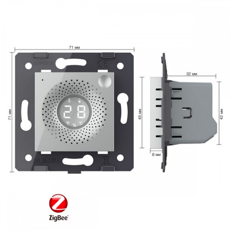 Датчик температуры и влажности ZigBee, цвет серый (механизм) Livolo