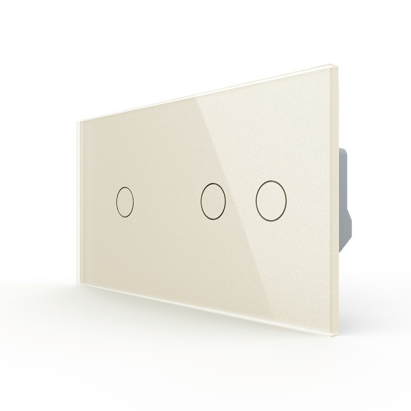 Сенсорный выключатель 3 клавиши (1-2), 2 поста, цвет жемчужный Livolo