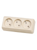 Розетка 3-х местная горизонтальная 2П открытой установки IP20 10A с з/ш сл. кость "Ладога" TDM