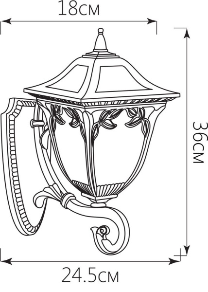 Светильник садово-парковый Feron PL4071 четырехгранный на стену вверх 60W E27 230V, черное золото