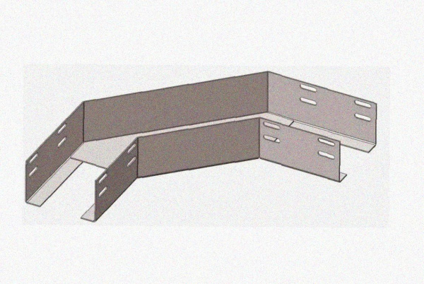 Лоток угловой замковый глухой КГЗГ 400х80-90 УХЛ1 поворот на 90, оцинкованный лист, S1,5