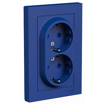 ATLASDESIGN Розетка двойная с заземлением со шторками 16А, аквамарин Schneider Electric