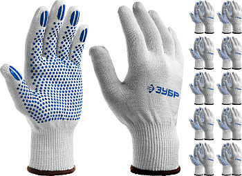 Перчатки с точками увеличенного размера ТОЧКА+, мягкое покрытие, ПВХ-гель покрытием, 10 пар, размер L-XL ЗУБР