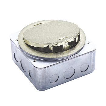 Donel Лючок в пол 4 мод. (2 мод. 45х45 мм.), серебро, круглый, металл, IP65, (с уст. набором)