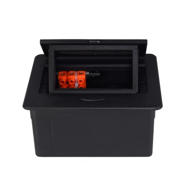 Выдвижной горизонтальный модуль RocketSocket в столешницу для розеток Livolo 2 поста, черный